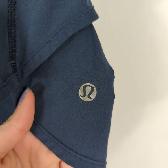 Lululemon Run Speed Short 4-way Stretch Stripe Inkwell Heathered Slate Size 8 - Picture 3 of 7